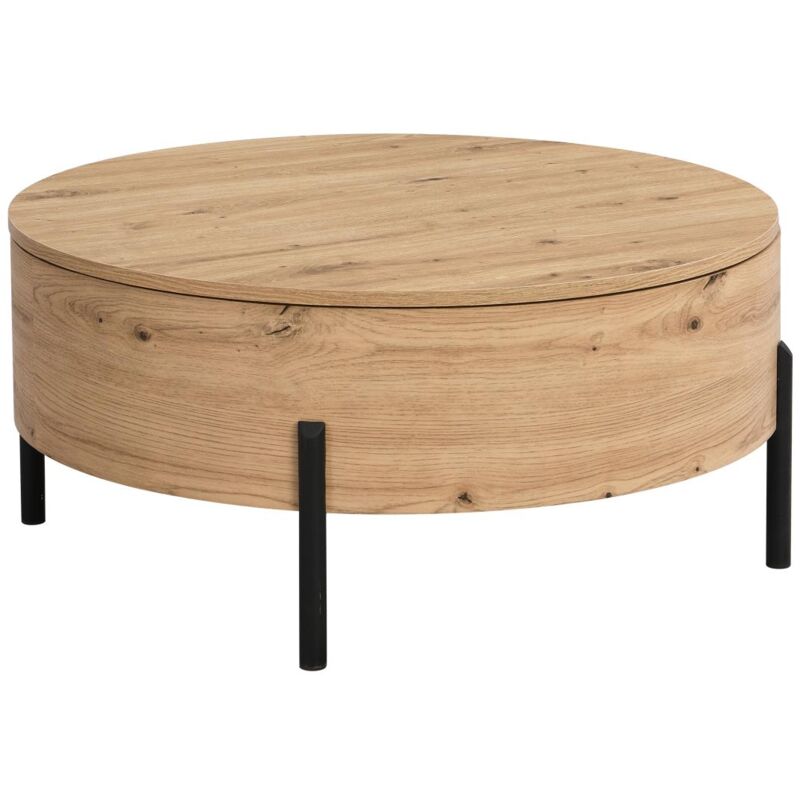 foto del prodotto tavolino con piano girevole e contenitore portaoggetti in mdf naturale - yemelia