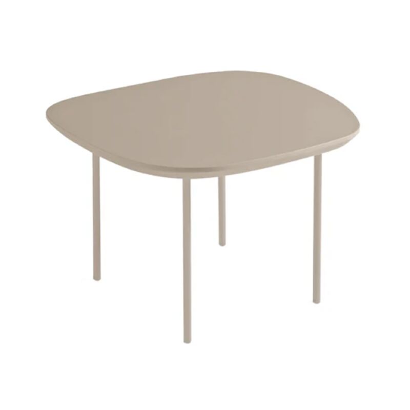 foto del prodotto tavolino con piano sagomato in legno tortora e base in metallo flux small