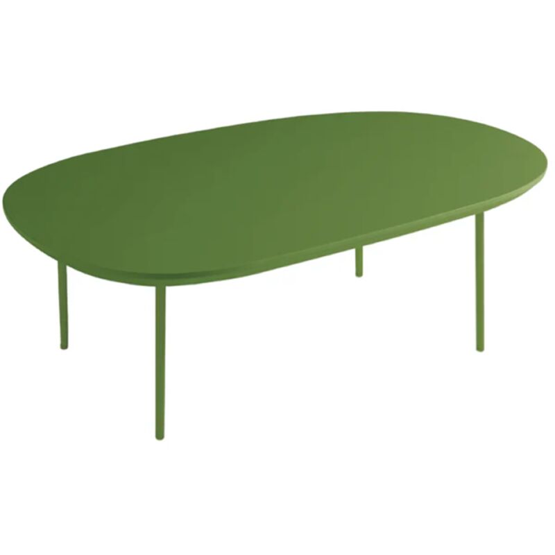 foto del prodotto tavolino con piano sagomato in legno verde e base in metallo flux large