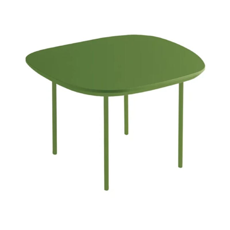 foto del prodotto tavolino con piano sagomato in legno verde e base in metallo flux small