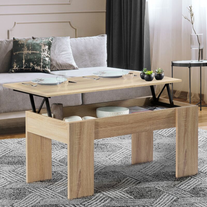 foto del prodotto tavolino con piano sollevabile in legno tara imitazione faggio
