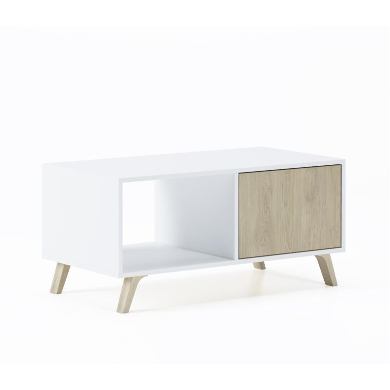 foto del prodotto tavolino con porte, sala da pranzo, modello wind, struttura colore bianco, porte colore puccini, misure 92x50x45cm di altezza. skraut home