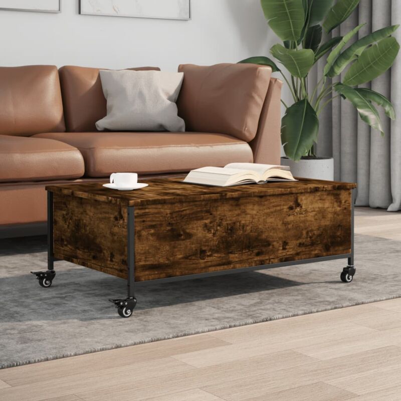 foto del prodotto tavolino con ruote rovere fumo 91x55x34 cm in legno multistrato vidaxl