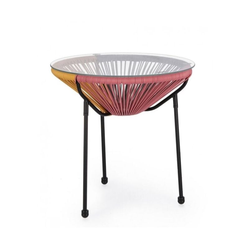 foto del prodotto tavolino con vetro parker multicolor d50cm bizzotto tavolo