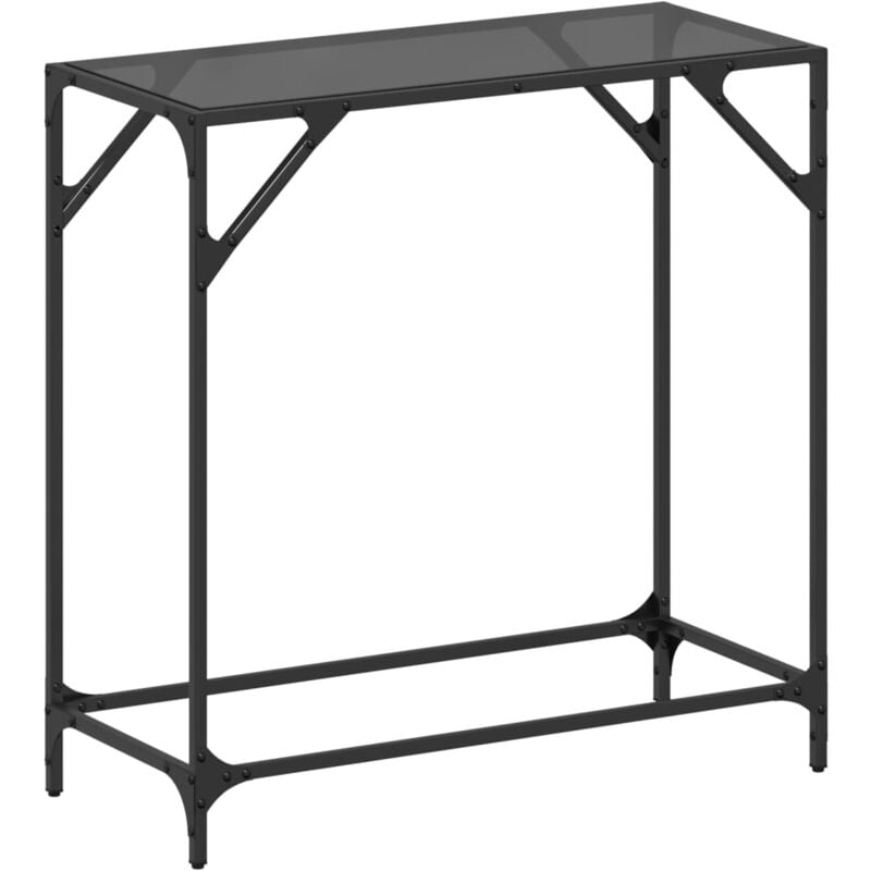 foto del prodotto tavolino consolle con piano in vetro nero 80x35x81cm in acciaio vidaxl