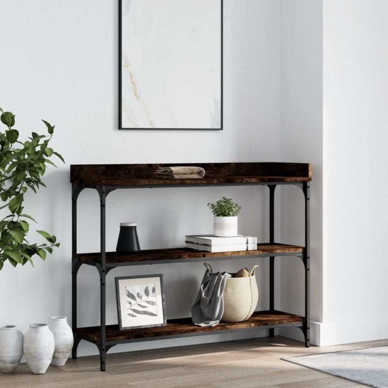 foto del prodotto tavolino consolle con ripiani rovere fumo 100x30x80 cm vidaxl