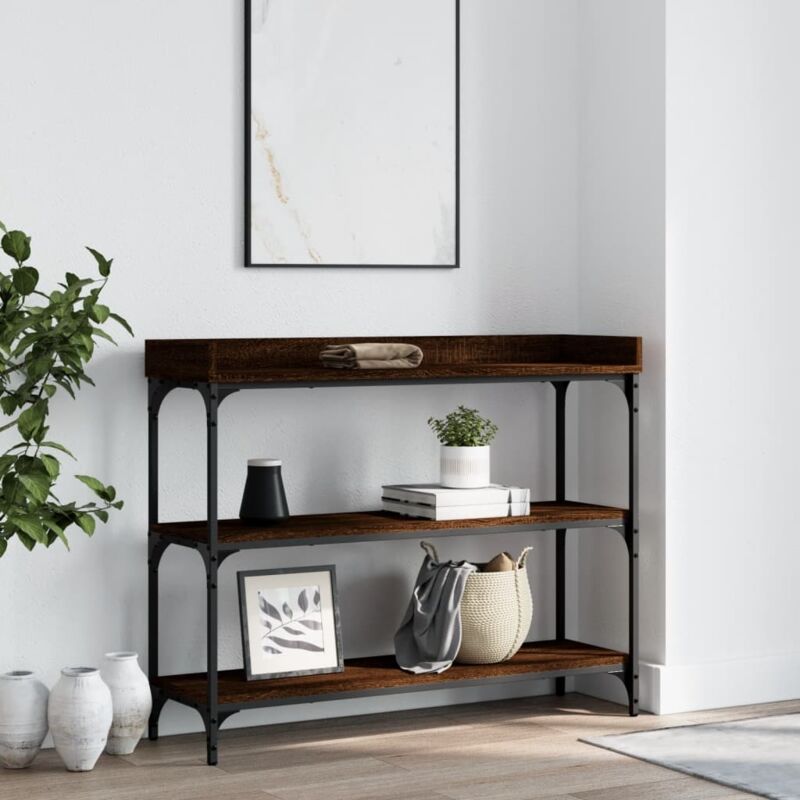 foto del prodotto tavolino consolle con ripiani rovere marrone 100x30x80 cm vidaxl