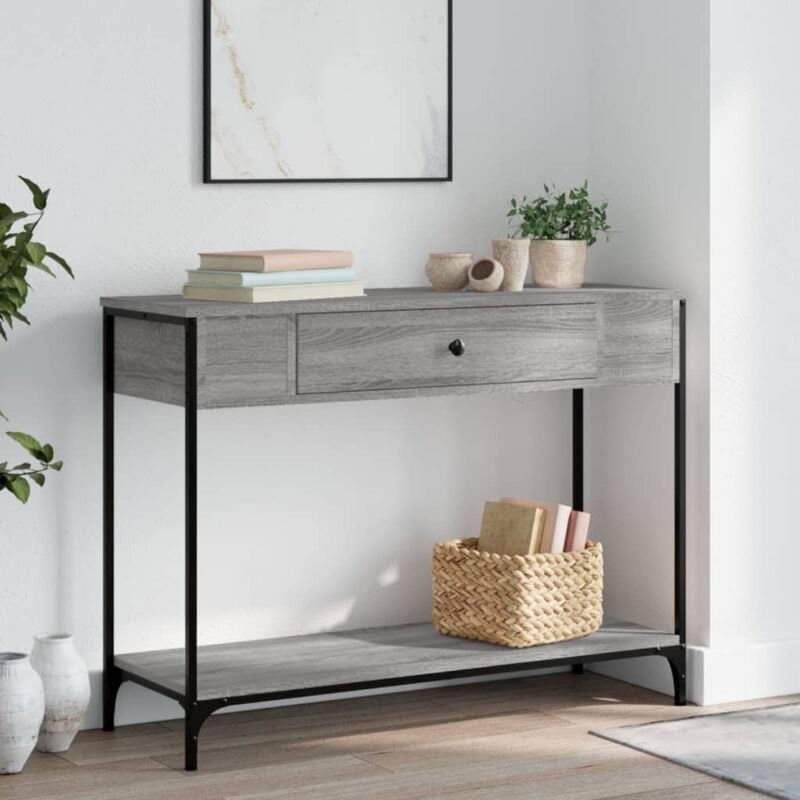 foto del prodotto tavolino consolle grigio sonoma 100x34,5x75cm legno multistrato vidaxl