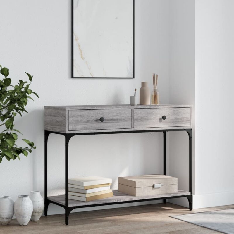 foto del prodotto tavolino consolle grigio sonoma 100x34,5x75cm legno multistrato vidaxl