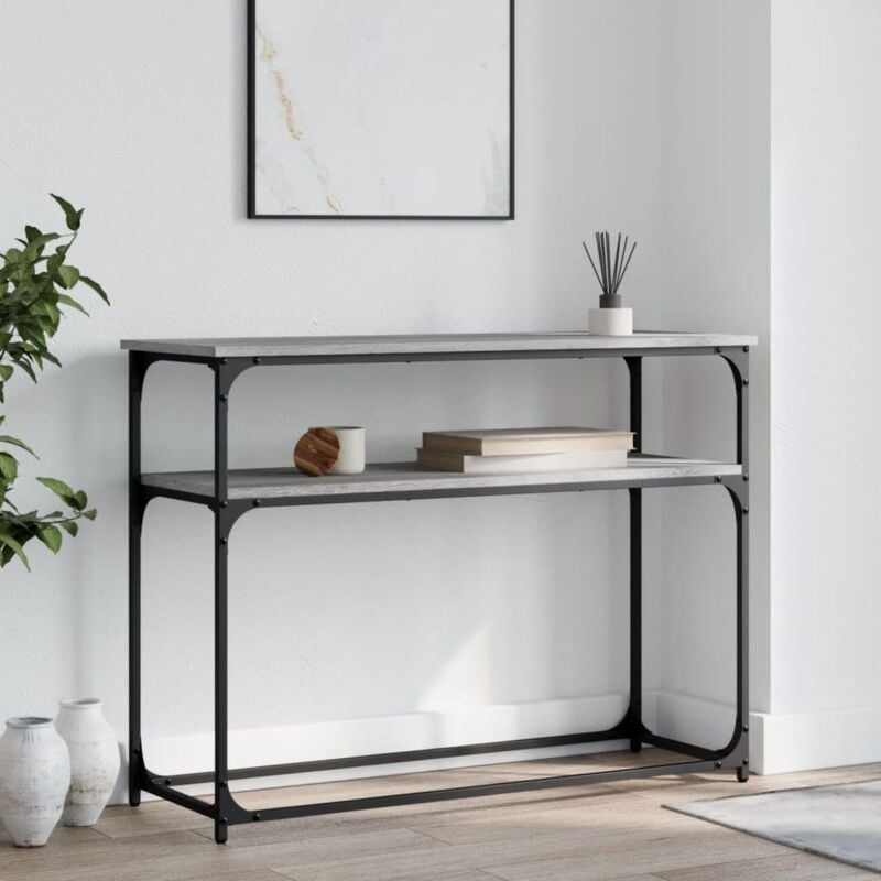 foto del prodotto tavolino consolle grigio sonoma 100x35,5x75cm legno multistratocod mxl 83337