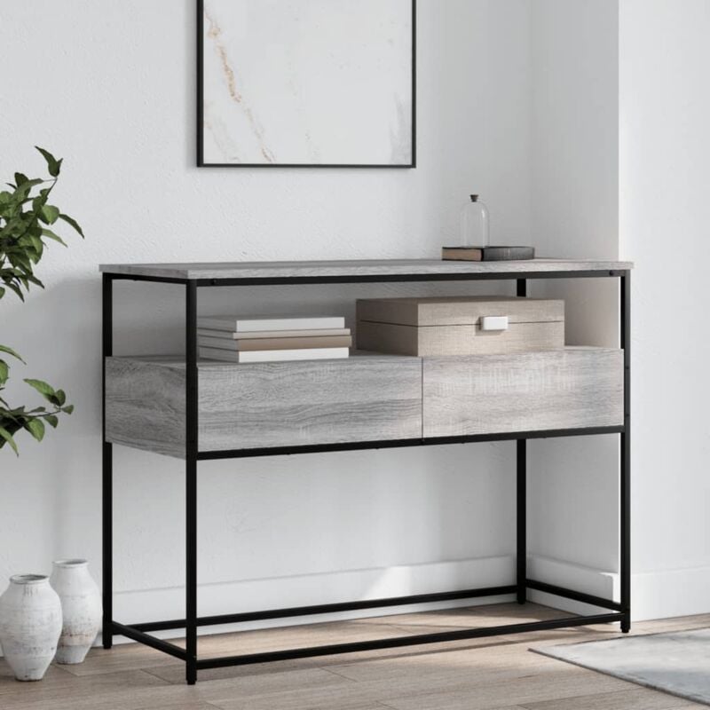 foto del prodotto tavolino consolle grigio sonoma 100x40x75cm legno multistrato vidaxl