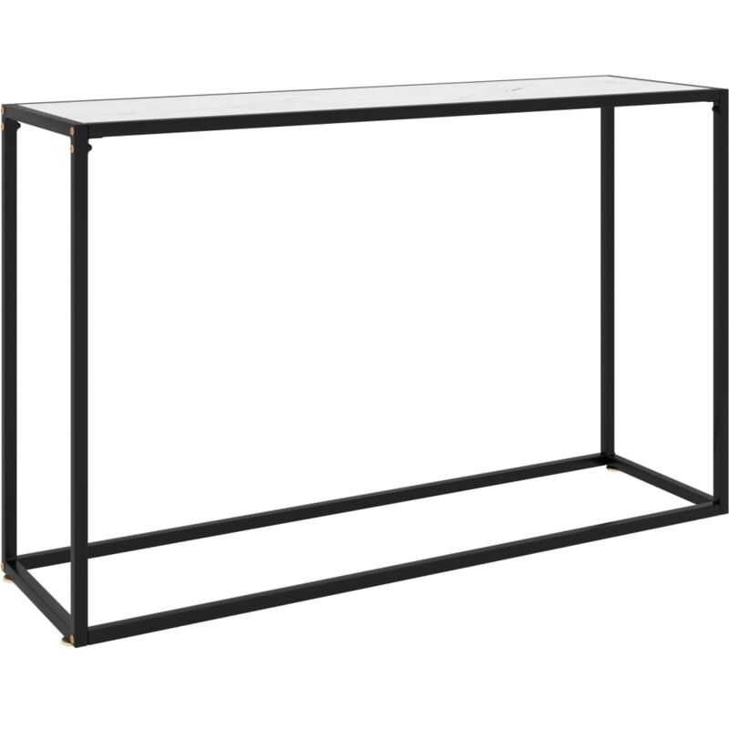 foto del prodotto tavolino consolle ingresso mobile soggiorno 120 x 35 x 75 cm vetro temperato aspetto marmo bianco e acciaio dec031701