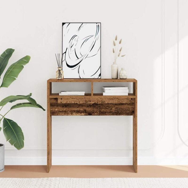 foto del prodotto tavolino consolle legno antico 78x30x80 cm in truciolato vidaxl