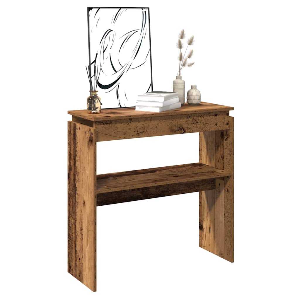 foto del prodotto tavolino consolle legno antico 80x30x102 cm in truciolato
