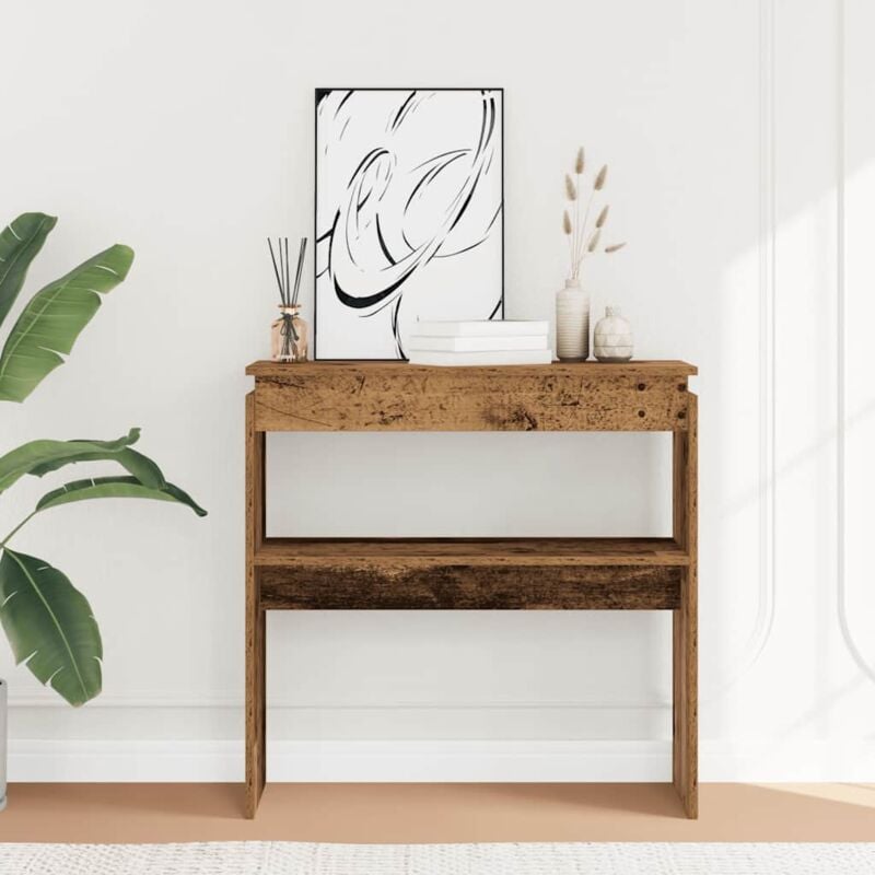 foto del prodotto tavolino consolle legno antico 80x30x80 cm in truciolato vidaxl