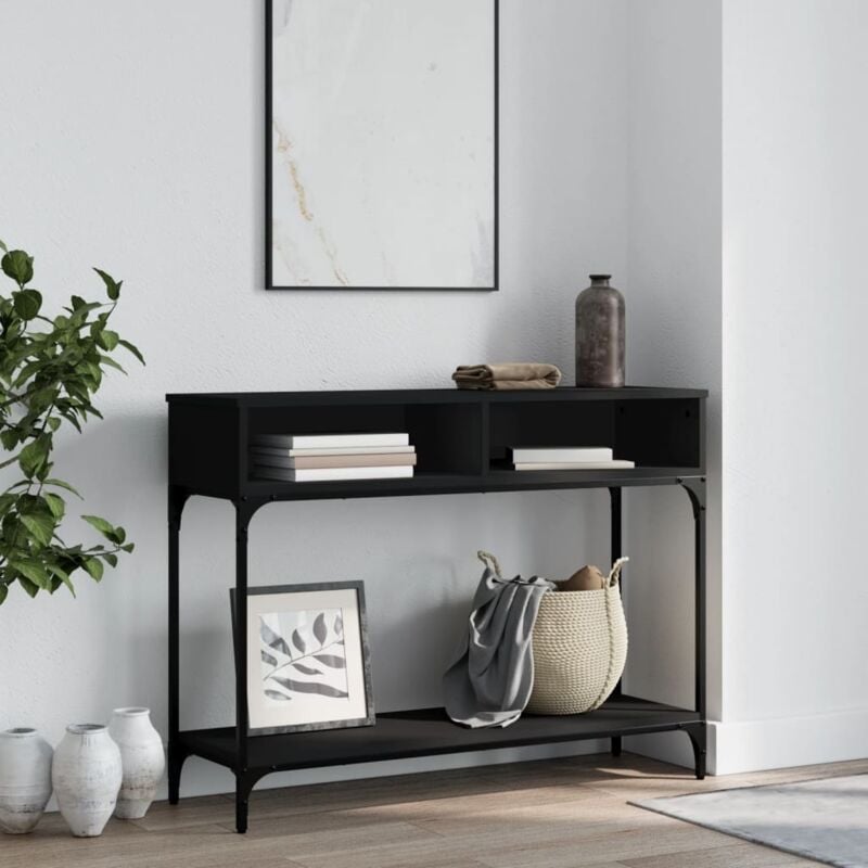 foto del prodotto tavolino consolle nero 100x30,5x75 cm in legno multistrato vidaxl
