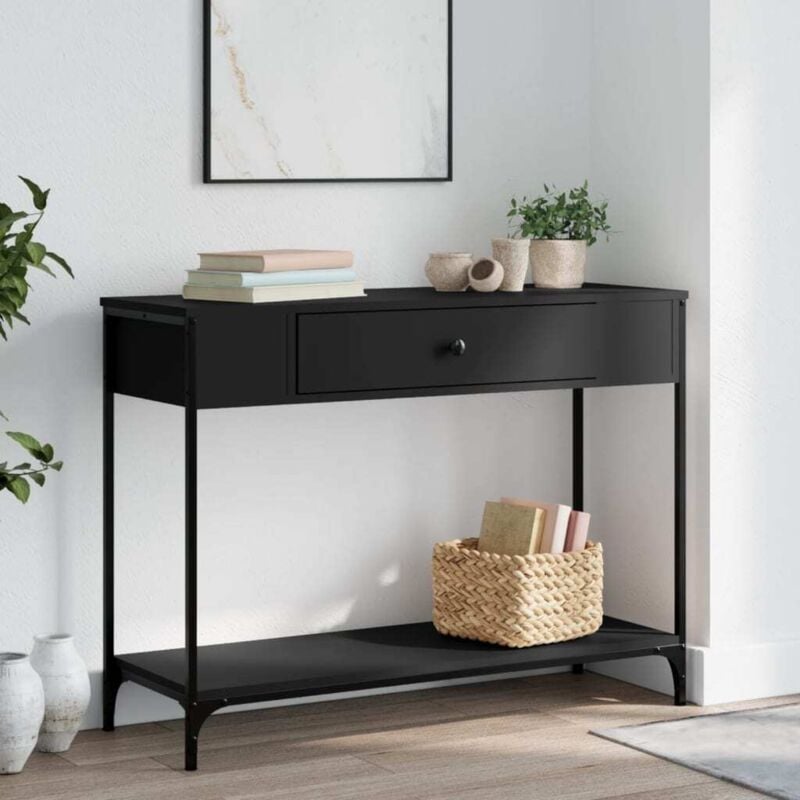 foto del prodotto tavolino consolle nero 100x34,5x75 cm in legno multistrato vidaxl