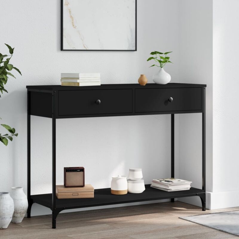 foto del prodotto tavolino consolle nero 100x34,5x75 cm in legno multistrato vidaxl