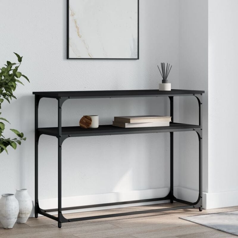 foto del prodotto tavolino consolle nero 100x35,5x75 cm in legno multistrato