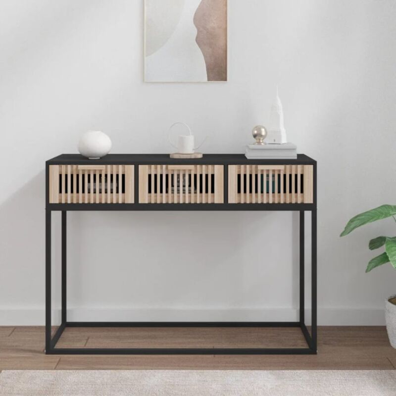 foto del prodotto tavolino consolle nero 105x30x75 cm legno multistrato e ferro vidaxl