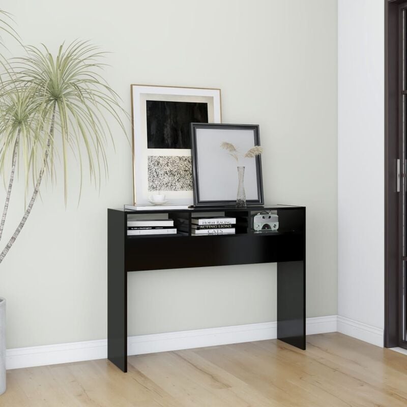 foto del prodotto tavolino consolle nero 105x30x80 cm in legno multistrato vidaxl