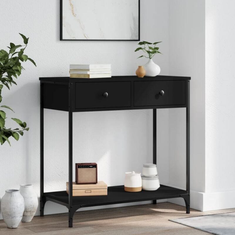 foto del prodotto tavolino consolle nero 75x34,5x75 cm in legno multistrato vidaxl