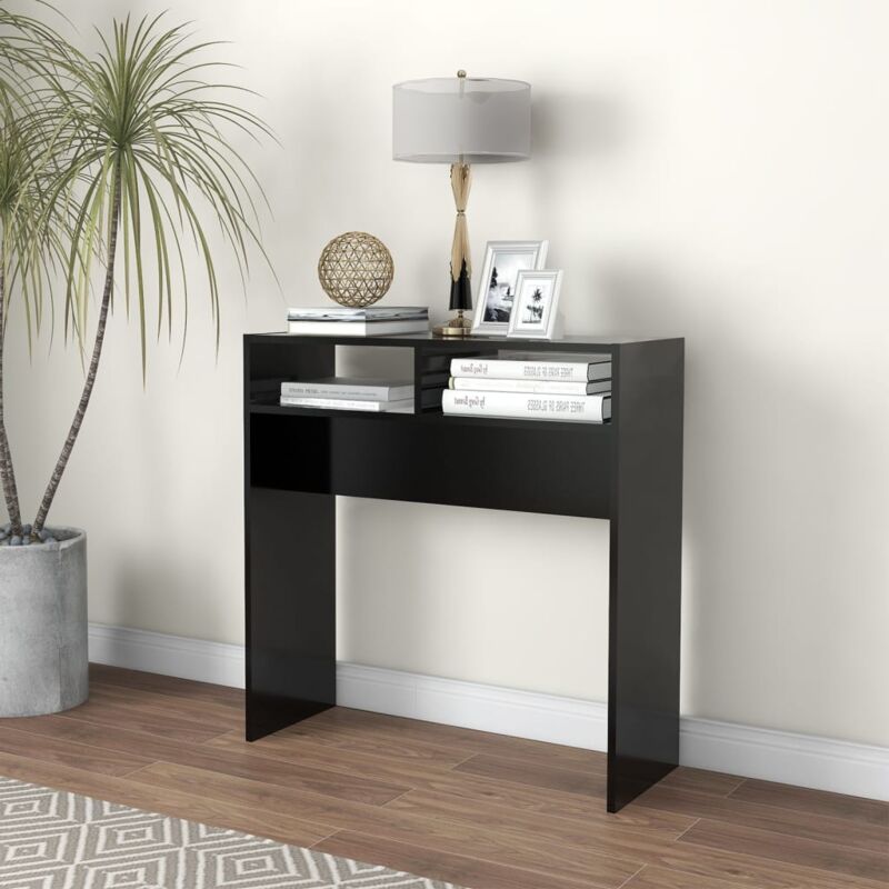 foto del prodotto tavolino consolle nero 78x30x80 cm in legno multistrato vidaxl