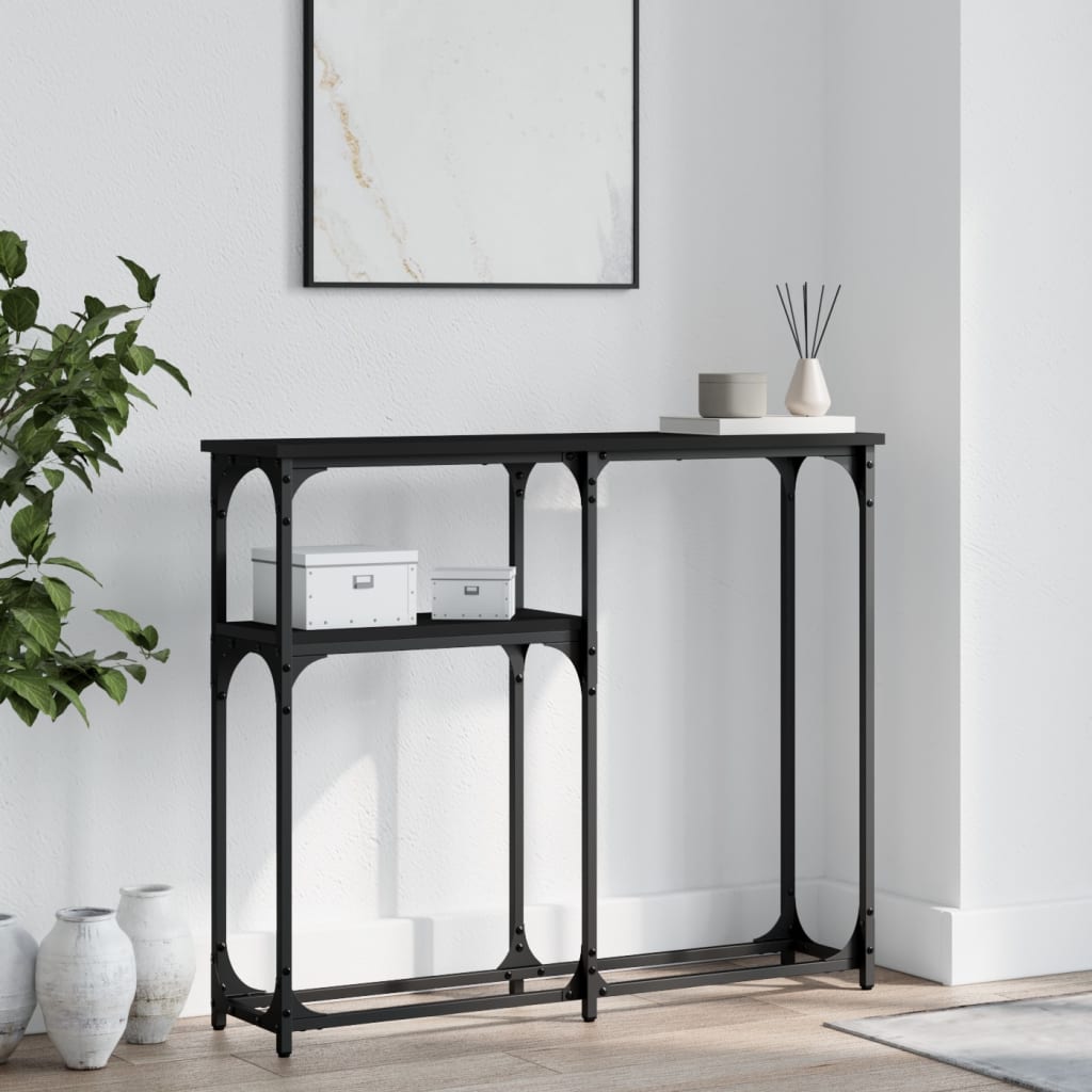 foto del prodotto tavolino consolle nero 90x22,5x75 cm in legno multistratocod mxl 131256