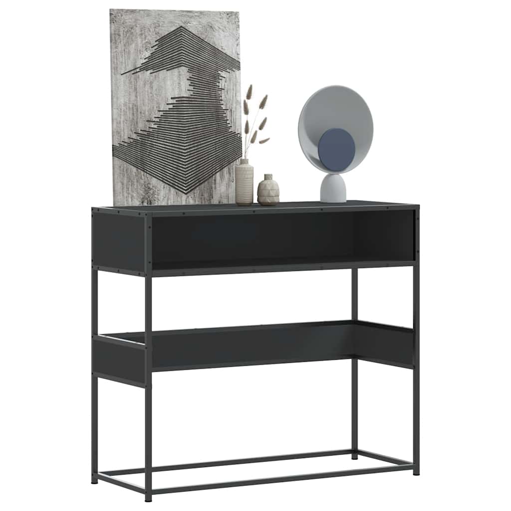foto del prodotto tavolino consolle nero 90x35x80 cm in legno multistrato