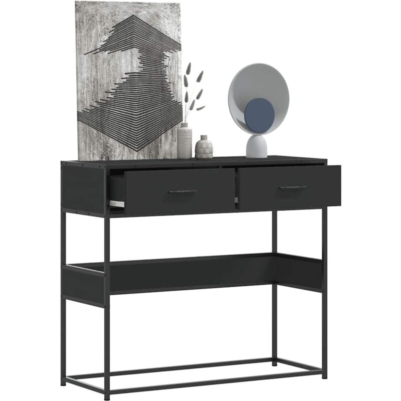 foto del prodotto tavolino consolle nero 90x35x80 cm in legno multistrato vidaxl