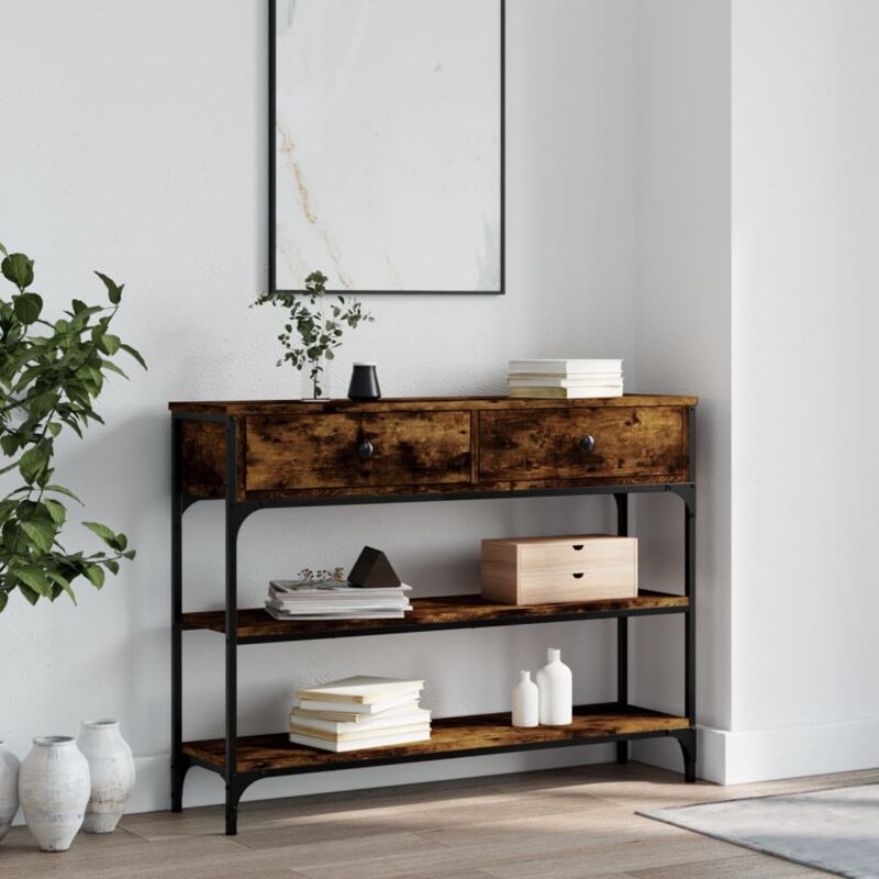 foto del prodotto tavolino consolle rovere fumo 100x25x75 cm legno multistrato vidaxl