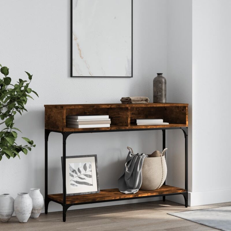 foto del prodotto tavolino consolle rovere fumo 100x30,5x75cm legno multistrato vidaxl