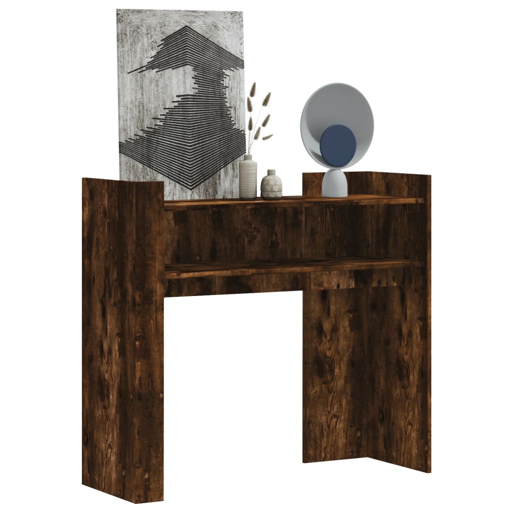foto del prodotto tavolino consolle rovere fumo 100x35x90 cm in legno multistrato