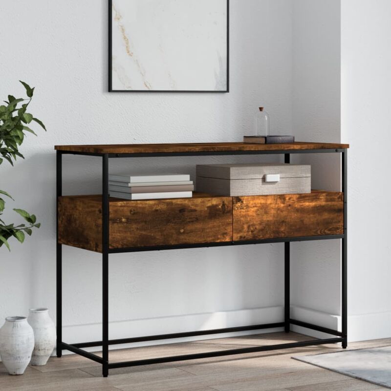 foto del prodotto tavolino consolle rovere fumo 100x40x75 cm in legno multistrato vidaxl