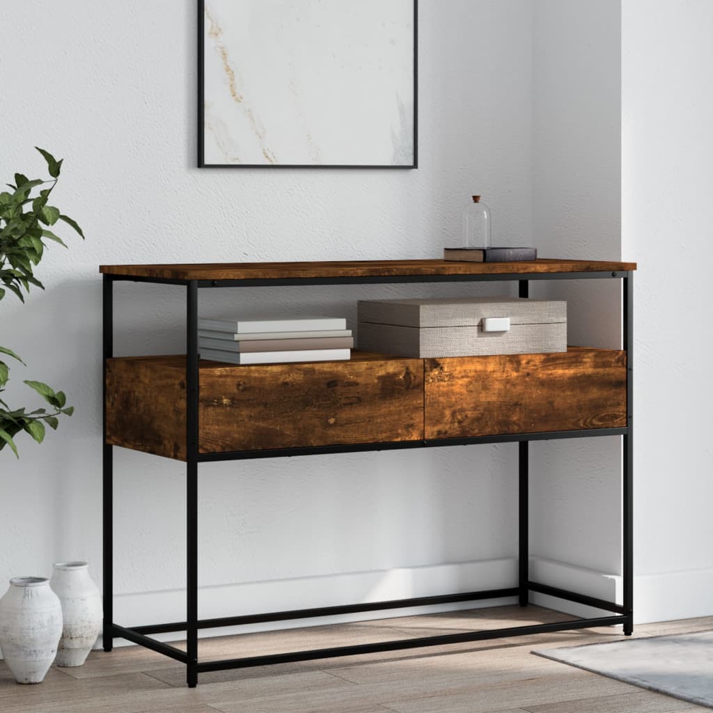 foto del prodotto tavolino consolle rovere fumo 100x40x75 cm in legno multistratocod mxl 107397