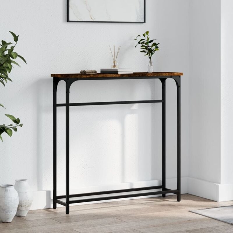 foto del prodotto tavolino consolle rovere fumo 75x19,5x75cm in legno multistrato vidaxl
