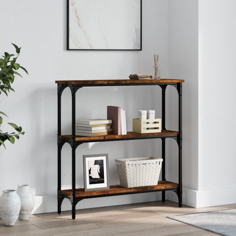 foto del prodotto tavolino consolle rovere fumo 75x22,5x75 cm legno multistrato vidaxl