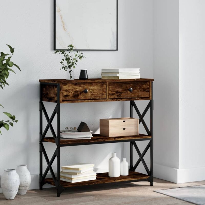 foto del prodotto tavolino consolle rovere fumo 75x28x75 cm in legno multistrato vidaxl