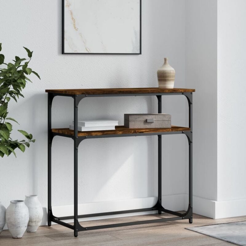foto del prodotto tavolino consolle rovere fumo 75x35,5x75cm in legno multistrato vidaxl