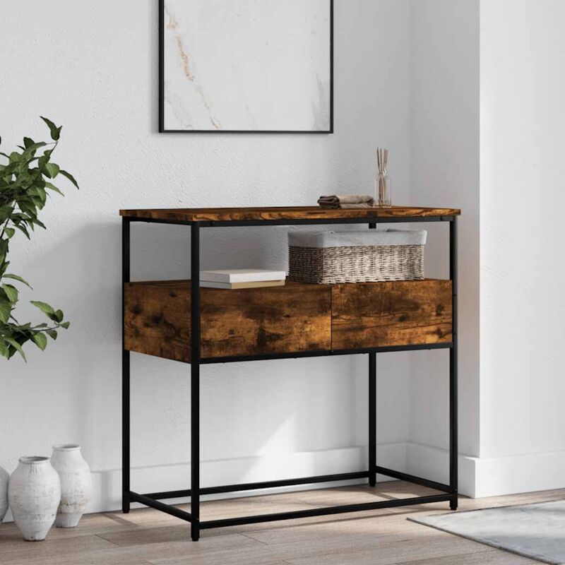 foto del prodotto tavolino consolle rovere fumo 75x40x75 cm in legno multistrato vidaxl