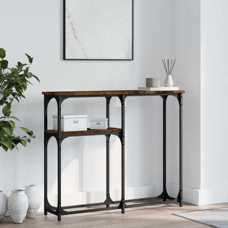 foto del prodotto tavolino consolle rovere fumo 90x22,5x75cm in legno multistrato vidaxl