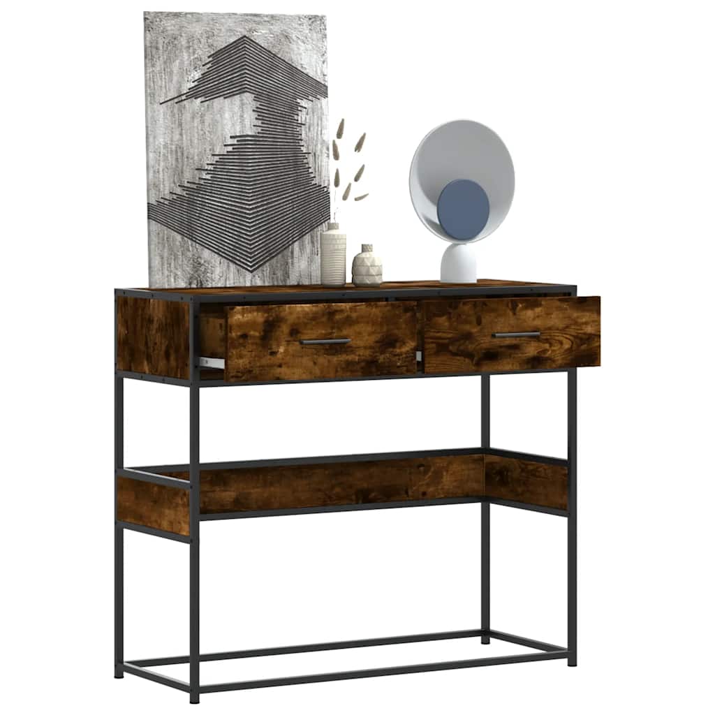 foto del prodotto tavolino consolle rovere fumo 90x35x80 cm in legno multistrato