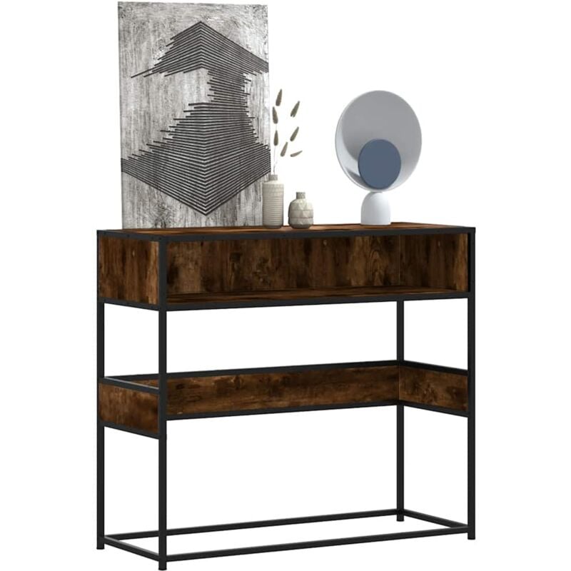foto del prodotto tavolino consolle rovere fumo 90x35x80 cm in legno multistrato vidaxl