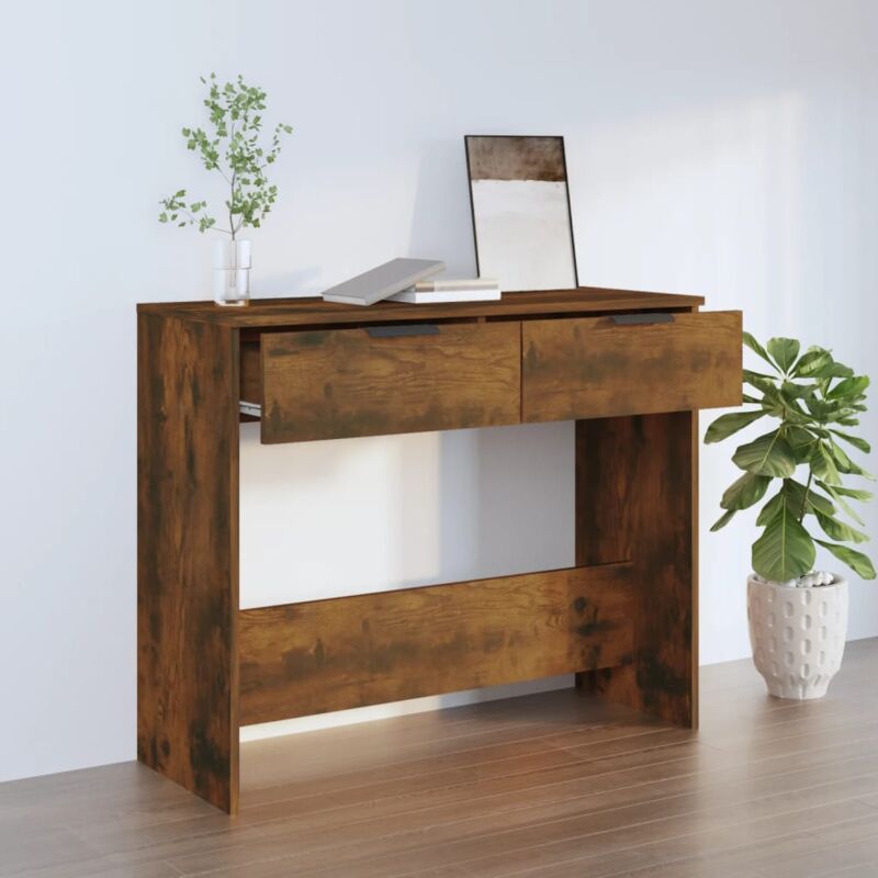 foto del prodotto tavolino consolle rovere fumo 90x36x75 cm in legno multistrato vidaxl