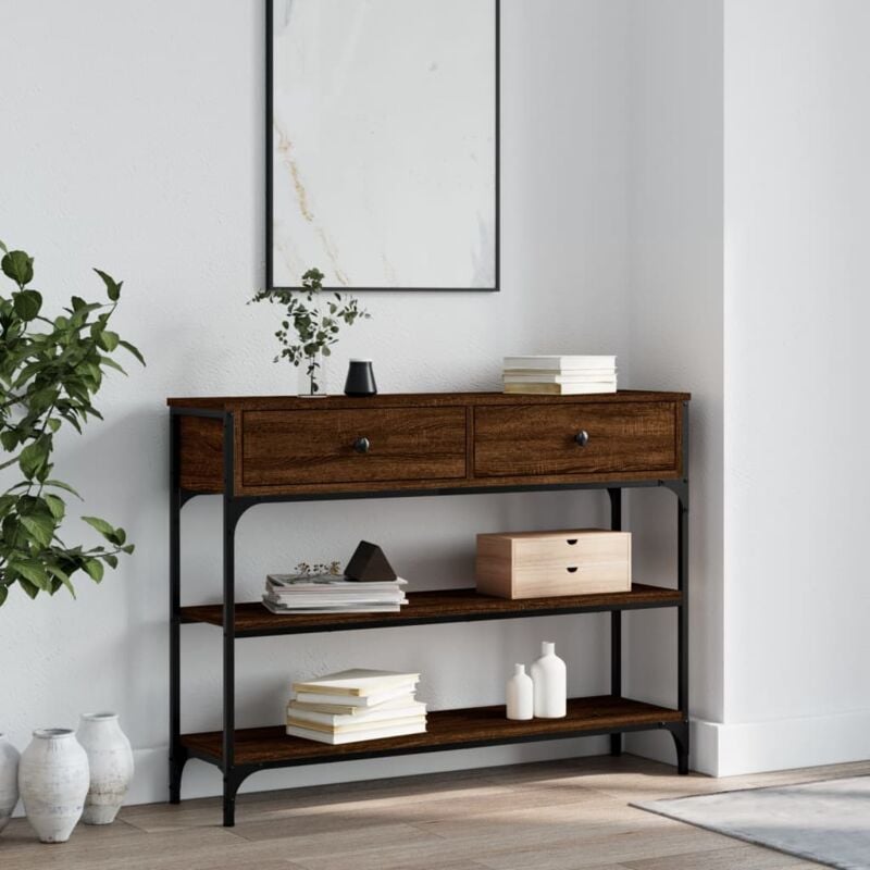 foto del prodotto tavolino consolle rovere marrone 100x25x75 cm legno multistrato vidaxl 510139