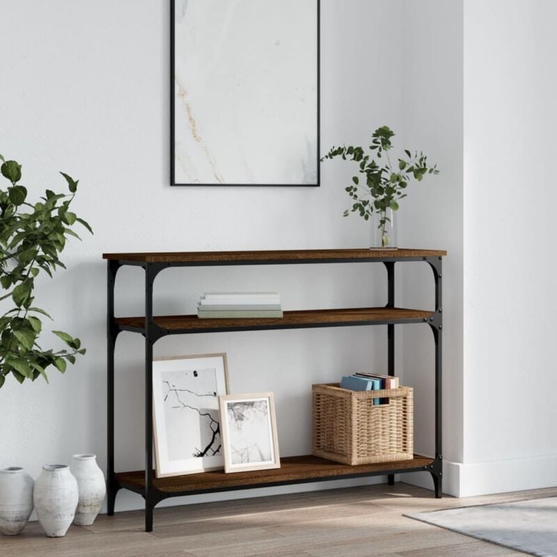 foto del prodotto tavolino consolle rovere marrone 100x29x75 cm legno multistrato vidaxl