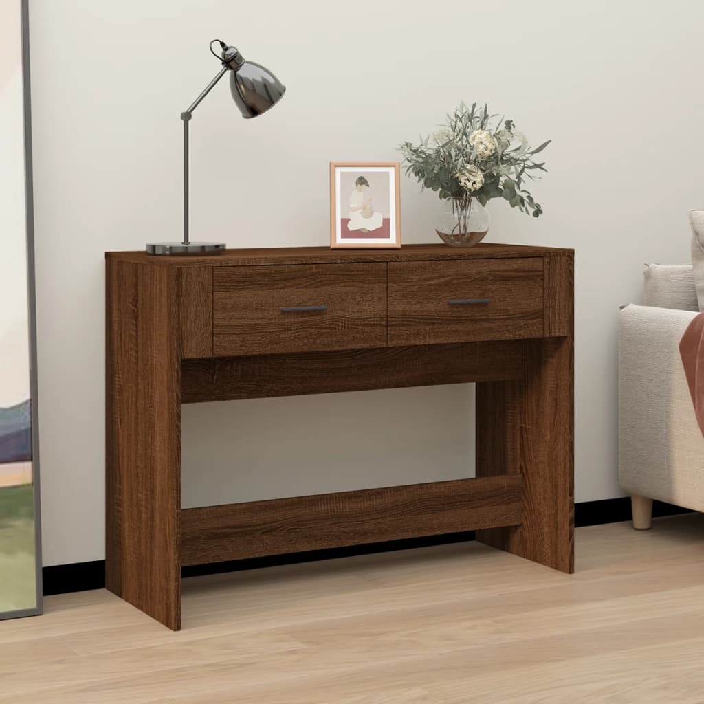 foto del prodotto tavolino consolle rovere marrone 100x39x75 cm legno multistrato