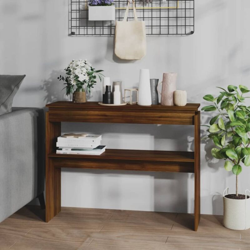 foto del prodotto tavolino consolle rovere marrone 102x30x80 cm legno multistrato vidaxl