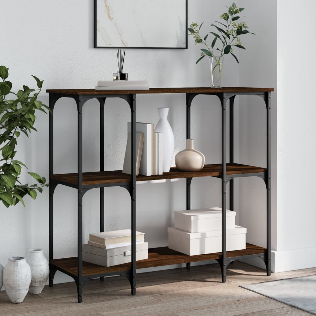 foto del prodotto tavolino consolle rovere marrone 102x35x90 cm legno multistrato