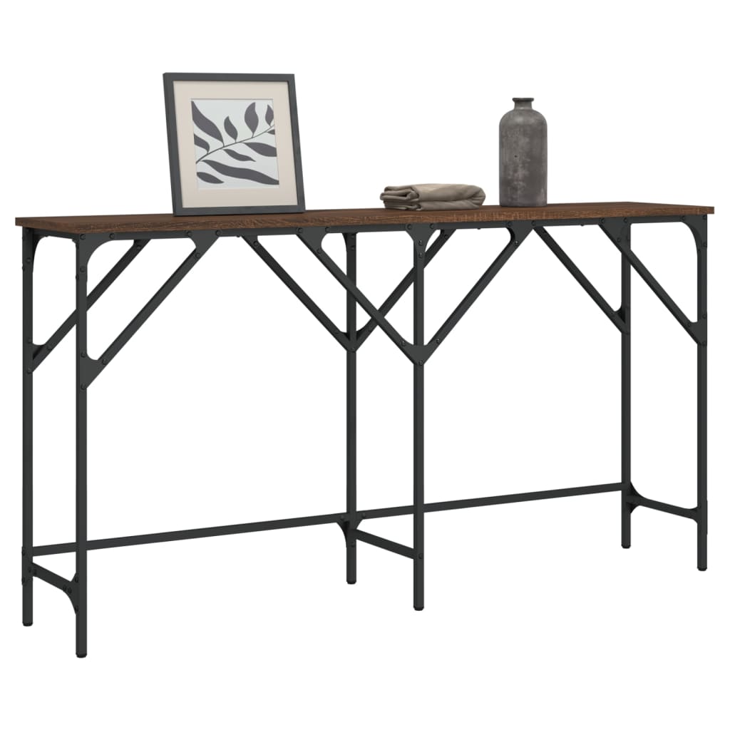 foto del prodotto tavolino consolle rovere marrone 140x29x75 cm legno multistrato
